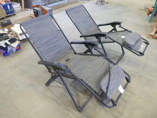 (2) Reclining Folding Patio Loungers (L-2-2)