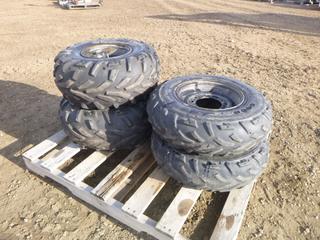 (2) Goodyear AT25x8-12 ATV Tires, (2) Goodyear AT25x11-10 ATV Tires * Note: Dent on Both Rims* (OS)