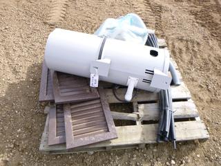 Used  Central Vacuum, C/w Hose, Plastic Tubing and Qty of Vents