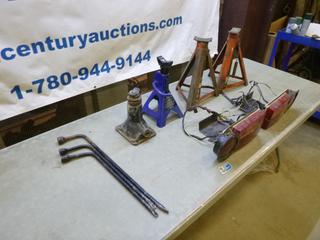 Qty of Misc. Items Includes Jack Stand, Lug Wrenches and Unknown Vehicle Light (M-2-2)