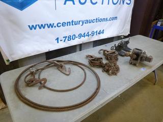 Assortment of Misc. Items Includes Ball Hitch, Chain Hoist and Cable (K-3-1)