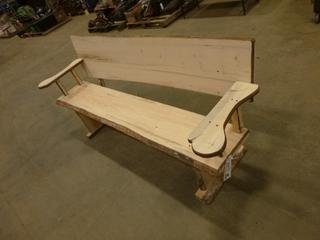 Custom Made Live Edge Wood Bench, 22 In. x 65 In. x 34 In. (H)