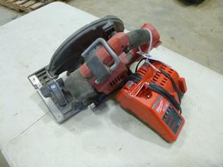 7 1/4 In. (184mm) Milwaukee Circular Saw C/w (1) Milwaukee Charger *Note: No Battery, Working Condition Unknown* (F-1)