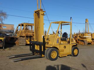 Towmotor Forklift c/w 4-Cyl Diesel, 2-Stage Mast, 6ft Forks, 66in Carriage And 7.50-15 Tires **Located Offsite at 21220-107 Avenue NW, Edmonton, For More Information Contact Richard at 780-222-8309**