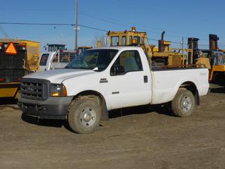 2005 Ford F250 XL Regular Cab 4X4 Pickup C/w 6.0L Power Stroke Diesel, A/T, 8ft Box And 265/70 R17 Tires. Showing 4387hrs. VIN 1FTSF21P75EB94244 *Note: Running Condition Unknown* **Located Offsite at 21220-107 Avenue NW, Edmonton, For More Information Contact Richard at 780-222-8309**