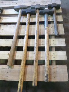 (5) Sledge Hammers, Various Sizes, Wooden Handles