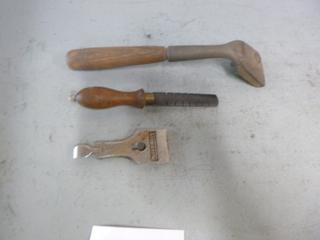 (1) Lathe Guard Approx.12in., (1) Gap Measuring Tool Approx 9in., Blade 4in., (1) Lathe Tool Approx 5in.