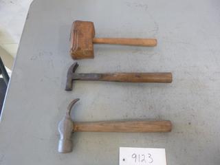 (2) Hammers and (1) Wooden Mallet