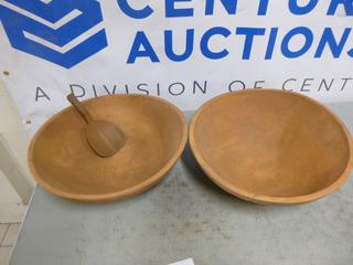 (2) Large Wooden Mixing Bowls