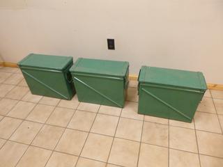 (3) Metal Ammo Boxes, Approx. 18 In. X 8 In. X 15 In.