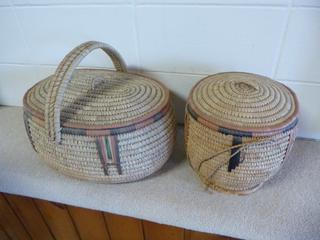 Wicker Baskets, (1) Approx 18in. X 12in. X 15in., (1) Approx 10in. X 11in.
