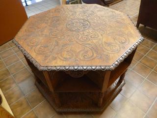 Octagonal Coffee Table, Approx 42in. X 27in. *Note: Item Located Upstairs, Buyer Responsible For Dismantle/Loadout*
