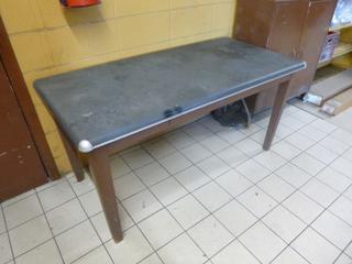 Metal Table W/ Plastic Top, Approx 60in. X 30in. 30in. *Note: Buyer Responsible For Loadout*
