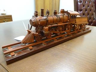 Wooden Model Train W/ Track Stand