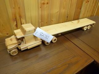 Wooden Model Tractor Trailer, Approx 35in.