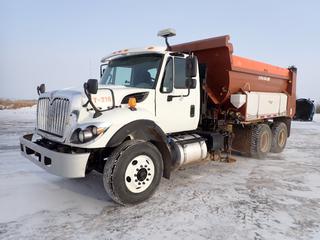 2016 International 7400 SBA 6X4 Sand Truck/Dump Truck c/w 9.3L N9 Diesel, 5 Speed Allison A/T, A/C, 211 In. W/B, GVWR 56,540 Lb, 315/80R22.5 Front Tires, 11R22.5 Rear Tires, Front Axle 16,540 Lb, Rear Axle 20,000 Lb/Axle, Viking-Cives PL1415LW Pro-Line III 14 Ft. Combination Dump Box, SN 1354, (2) Sand Spinners, Air Brakes, Dickey-John Control-Point Control System, PTO, Showing 24,190 Kms, 1,629 Hrs, VIN 1HTWGSTT4GH137433 *Note: Last Registered In QC* (PL#0112)