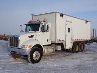 2014 Peterbilt PB348 6X4 Steam Truck c/w 8.9L Paccar Diesel, 6 Speed A/T, A/C, Leather, Air Brakes, 276 In. W/B, GVWR 54,600 Lb, 11R22.5 Tires, Front Axle 14,600 Lb, Rear Axle 20,000 Lb w/ Hotshot Wet/Dry Steam System, Kubota V1505 1.498 25 KW Diesel Engine, (3) Cox Hose Reels, (6) Liquid Storage Containers, Steel Work Bench, Grainmaster 24 Ft. 1 In. x 97.5 In. x 7 Ft. Van Body, NS258, Showing 65,251 Kms, 19,954 Hrs, VIN 2NP3LJ9X4EM237670 (PL#0113)