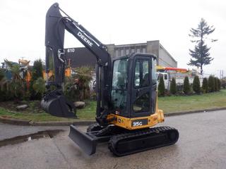 2015 John Deere 35G Small Excavator c/w 3-Cylinder Diesel, 17.4 HP, 69 In. Blade, Showing 3,289 Hrs, VIN 1FF035GXAFK273382 **Located Offsite In Burnaby, BC, Contact Chris For More Info @ 587-340-9961**