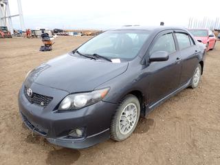 2009 Toyota Corolla Sedan c/w 1.8L, A/T, A/C, 205/60R15 Tires, Showing 275,730 Kms, VIN 2T1BU40E59C073416 *Note: Engine Light On, Trunk Latch Needs Repair, Needs Brake Work*