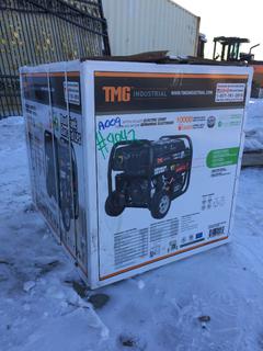 Unused TMG Industrial 10000-Watt Dual Fuel Generator (Gasoline and LPG) with Electric Start, 8.5 Hour Run Time, 120V/240VAC, TMG-10000GED. Control # 9042.