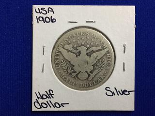 1906 USA Silver Half Dollar.