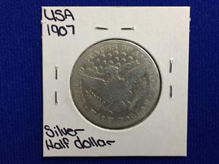 1907 USA Silver Half Dollar.