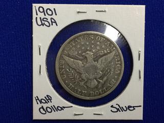 1901 USA Silver Half Dollar.