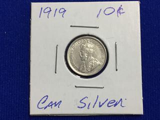 1919 Canada Ten Cent Silver Coin.