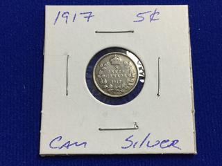 1917 Canada Five Cent Silver Coin.