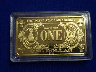 USA 24k Gold Plated One Dollar Bar.