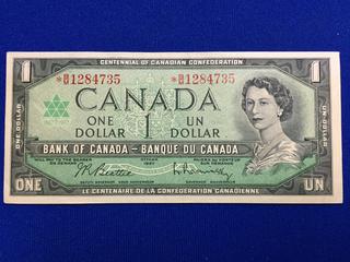 1967 Canada One Dollar Replacement Bank Note, S/N *BM1284735.