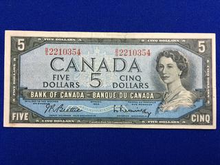 1954 Canada Five Dollar Bank Note, S/N BS2210354.