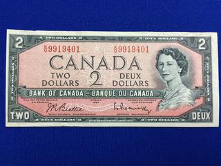 1954 Canada Two Dollar Bank Note, S/N KU9919401.