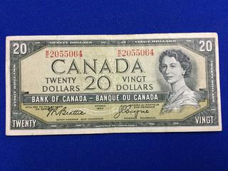 1954 Canada Twenty Dollar Bank Note, S/N ME2055064.