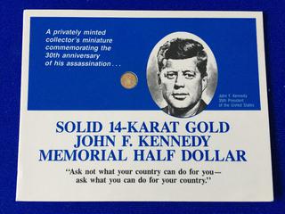 Solid 14-Karat Gold John F. Kennedy Memorial Half Dollar.