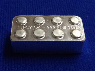 1 Troy Ounce .999 Fine Silver Lego Brick.