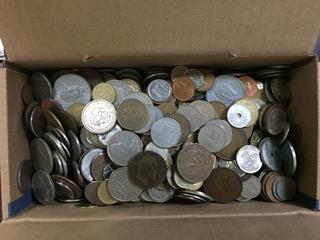 Box of Assorted Coins & Medallions.