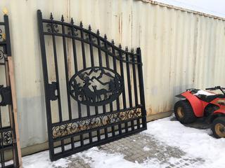 2 Pc. Decorative Black Iron Gates 7 Ft. W x 88 In, H, w/ Weld-On Hinges. Control # 9094.