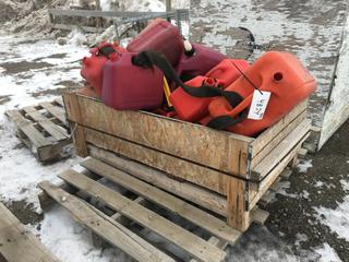 Quantity of Assorted Jerry Cans. *MISSING CAPS AND CRATE NOT INCLUDED*