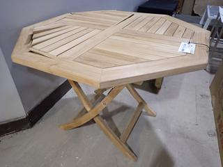 Unused Octagonal Folding Wood Table. *DAMAGED*