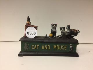 Cast Iron Cat and Mouse Mechanical Coin Bank.