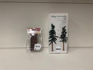 Village Accessories 2-Piece Yosemite Spruce Tree and Picket Fence D