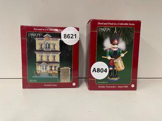 Carlton Cards Victoria Court and Nutcracker Ornaments.