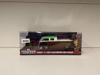 Jada Guardians of the Galaxy Groot & 1963 Volkswagen Bus Pickup Die Cast Model.