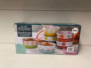 Set of (6) Microwavable Storage Bowls with Lids.