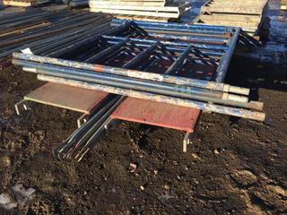 (4) Scaffold Frames 5ft W x 5ft H, (2) Planks 7ft x 18in and Cross Braces.