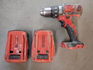 Milwaukee 1/2in Drill/Driver with (2) Hilti Battiers, B22 5.2 and B22 4.0.