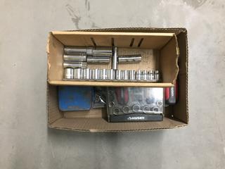 Husky 45-Piece 1/4in Drive Socket/Bit Set and Assorted Sockets and Ratchets.