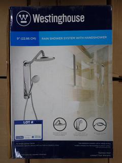 Westinghouse QB026 9in Rain Shower System with Handshower, Stainless Steel.