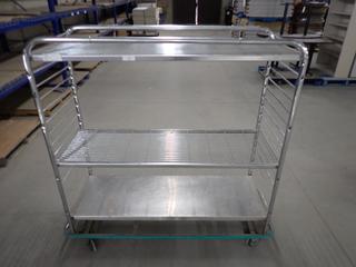 Techlem Stainless Steel Trolley, 4 Swivel Castors with Bumper, Approx 59in x 20in x 63in.